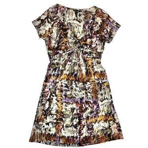 Daisy Fuentes Petite Small Dress - Multi-Color V-Neck Casual Work